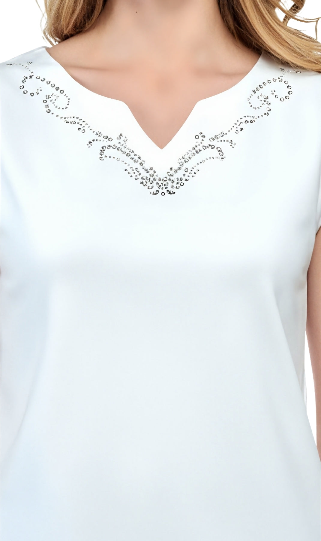 Rhinestone Notch V-Neck Sleeveless Tank