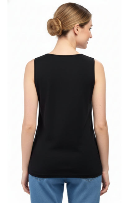 Rhinestone Notch V-Neck Sleeveless Tank