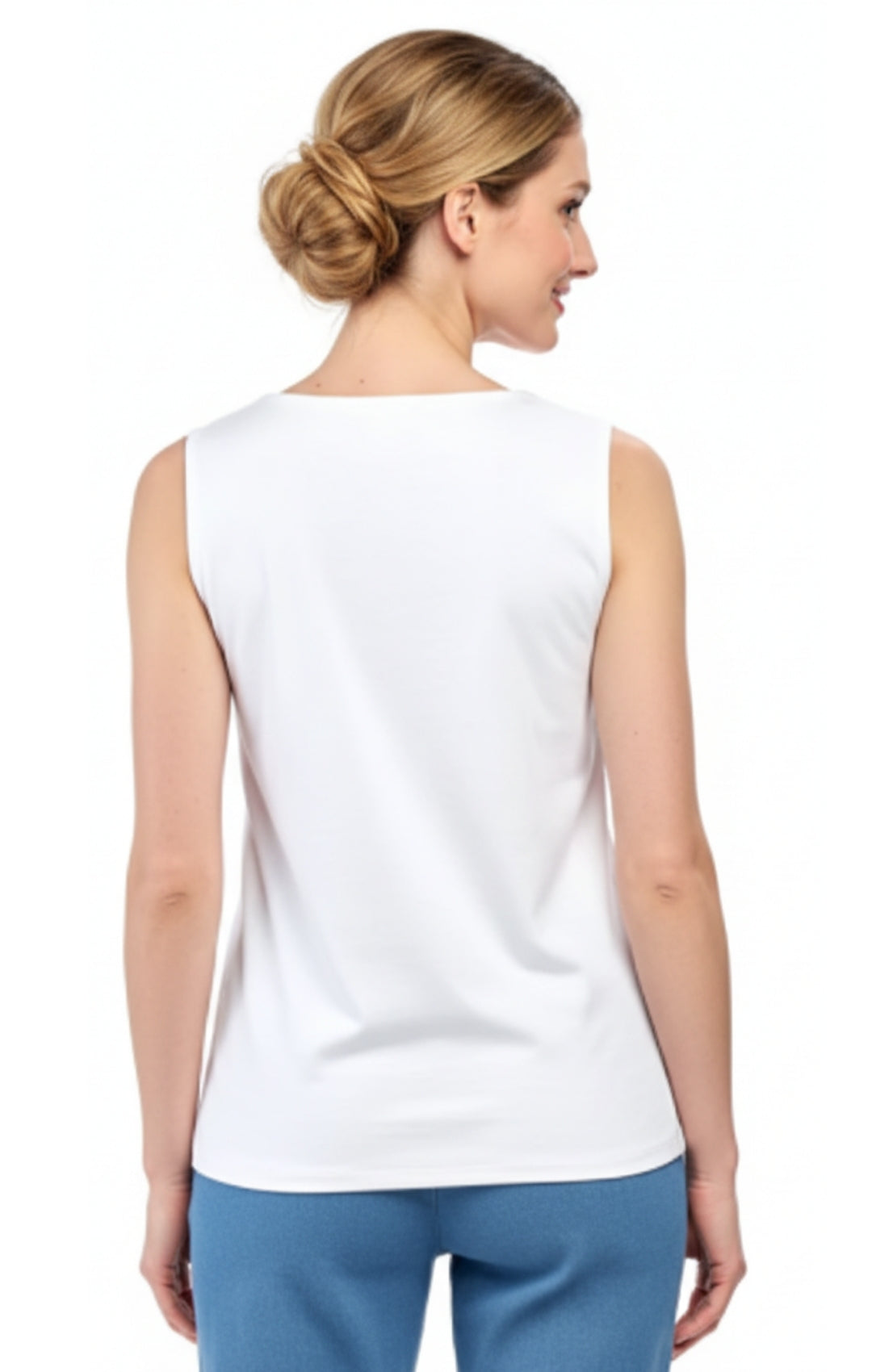 Rhinestone Notch V-Neck Sleeveless Tank