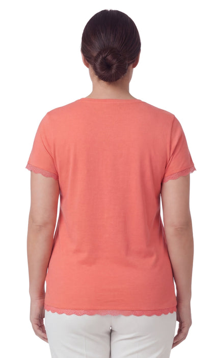 Short Sleeve V-Neck Henley Placket Tee