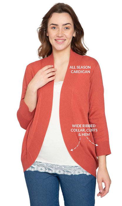 Open Front Curved Hem Soft Cardigan