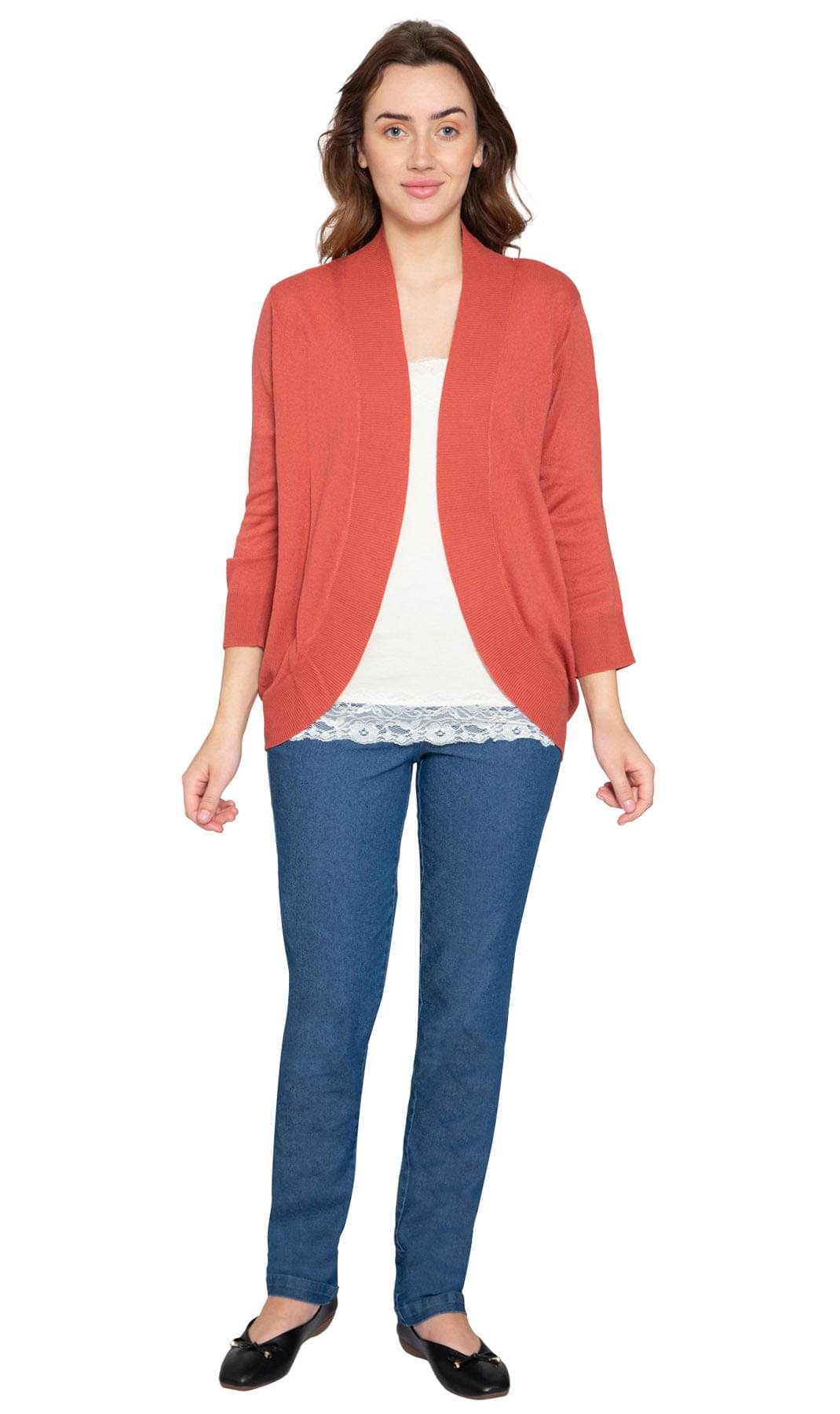 Open Front Curved Hem Soft Cardigan