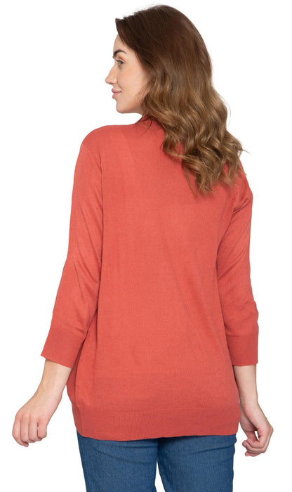 Open Front Curved Hem Soft Cardigan