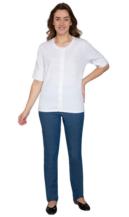 Button Front Elbow Soft Knit Cardigan