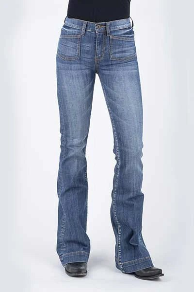 Flare Fit Patch Pockets Medium Wash
