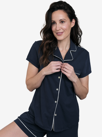 D's Short Sleeve Button Lounge Shirt