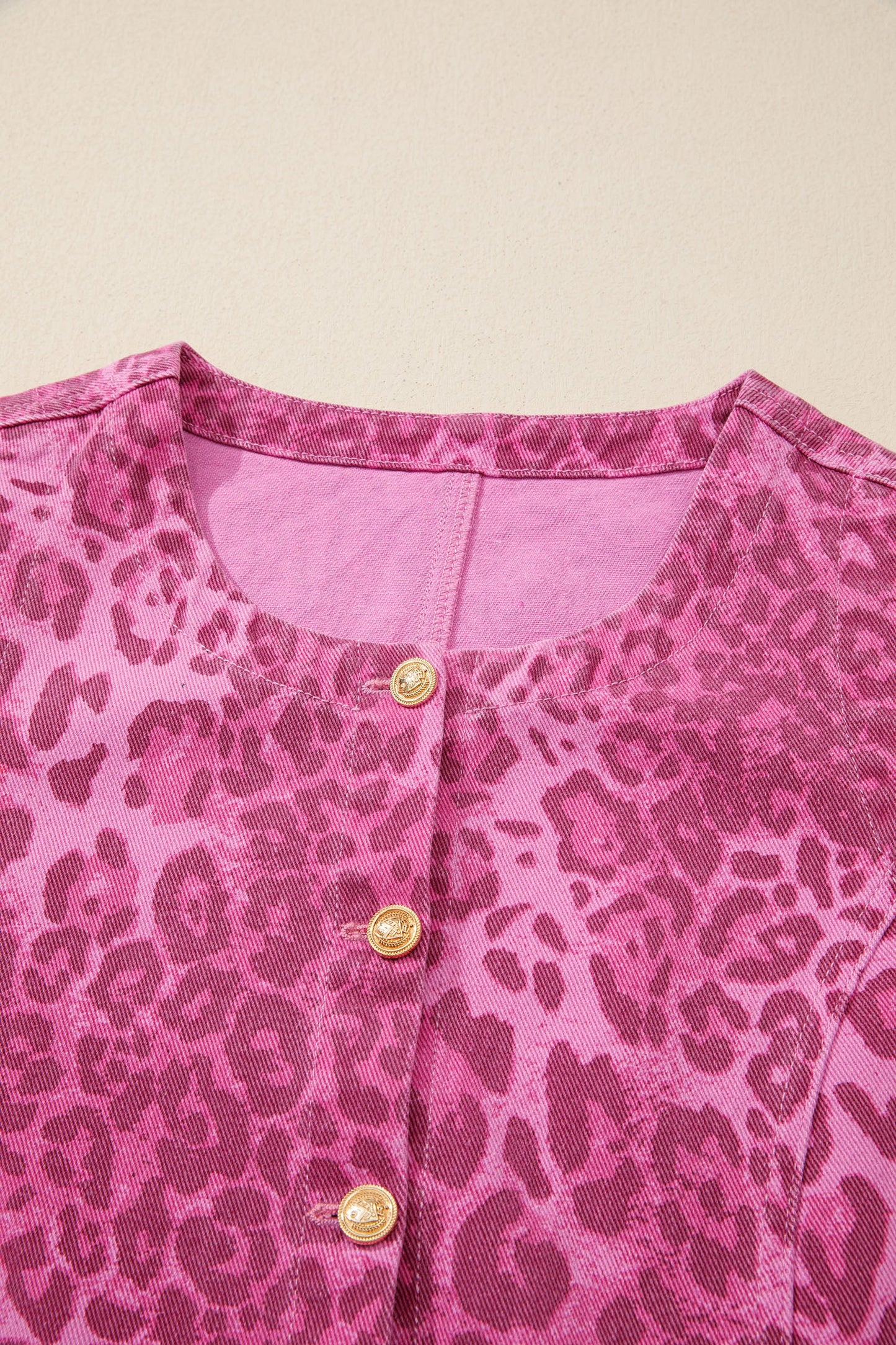 Pattern Pink Sleeveless Casual Denim Dress