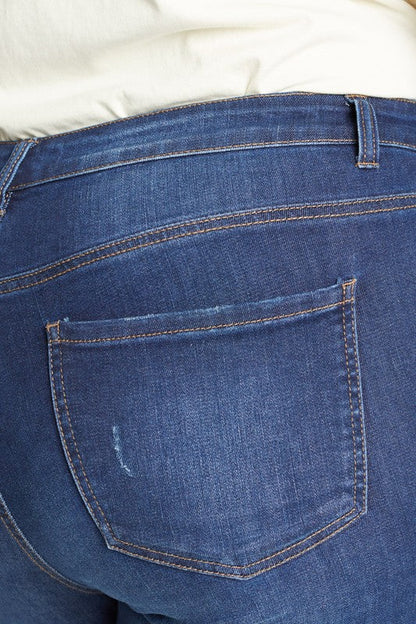 Curvy Destructed Button Fly Skinny Jean