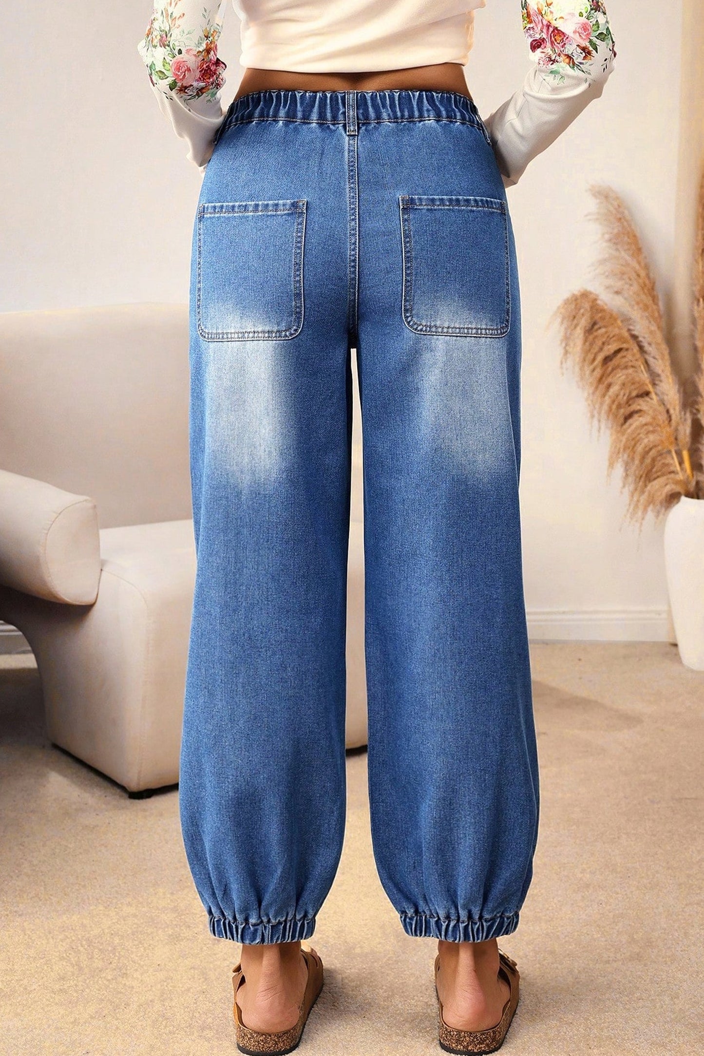 Button Fly Tapered Loose Jeans