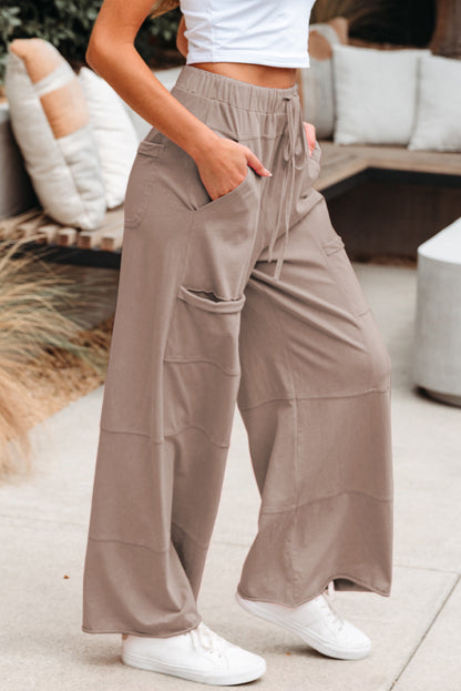 Exposed Seam Wide Leg Cargo Pants
