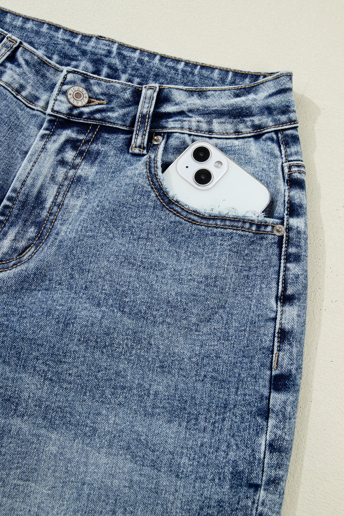 Cuffed Straight Loose Jeans