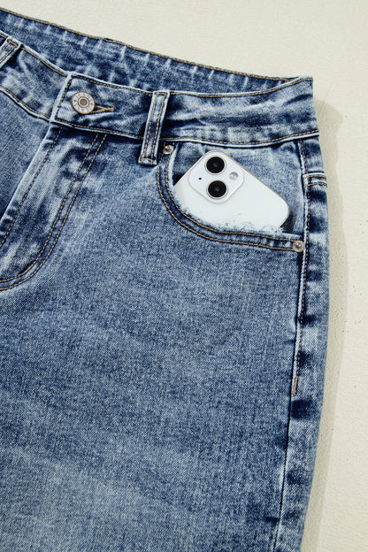 Cuffed Straight Loose Jeans