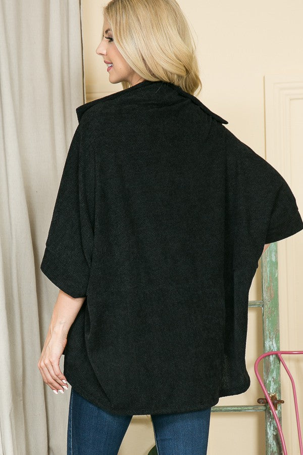 Textured Shawl Collared Cardigan