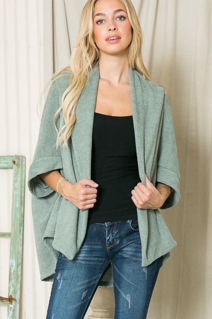 Textured Shawl Collared Cardigan