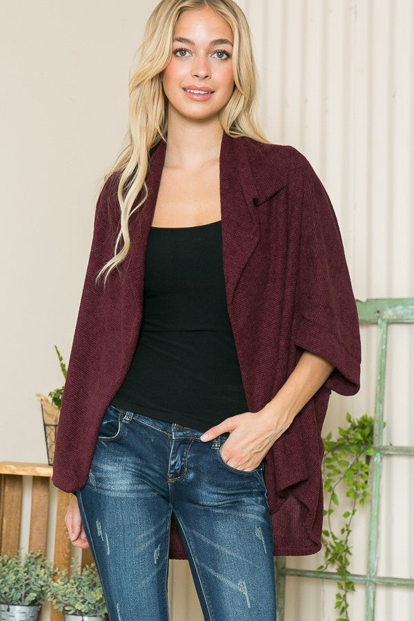 Textured Shawl Collared Cardigan