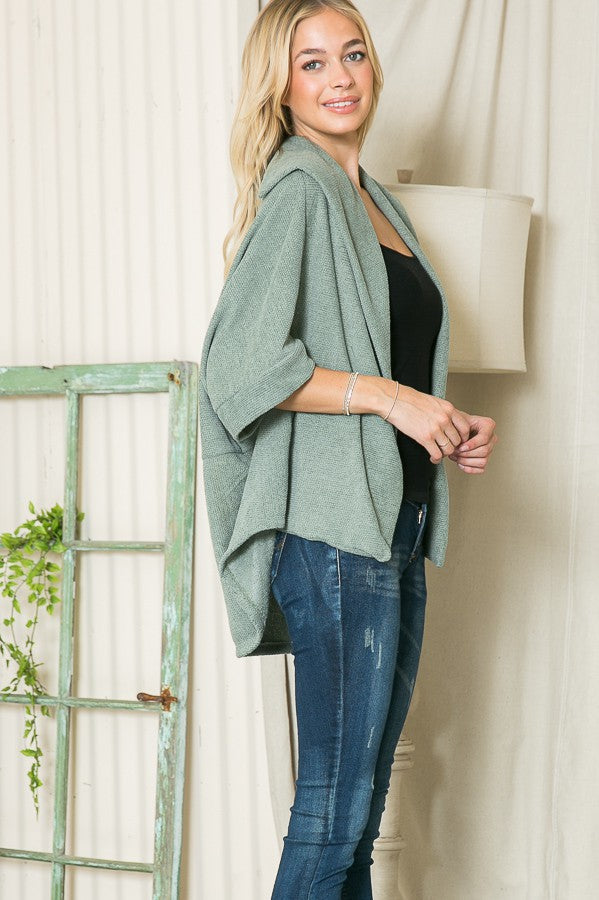 Textured Shawl Collared Cardigan