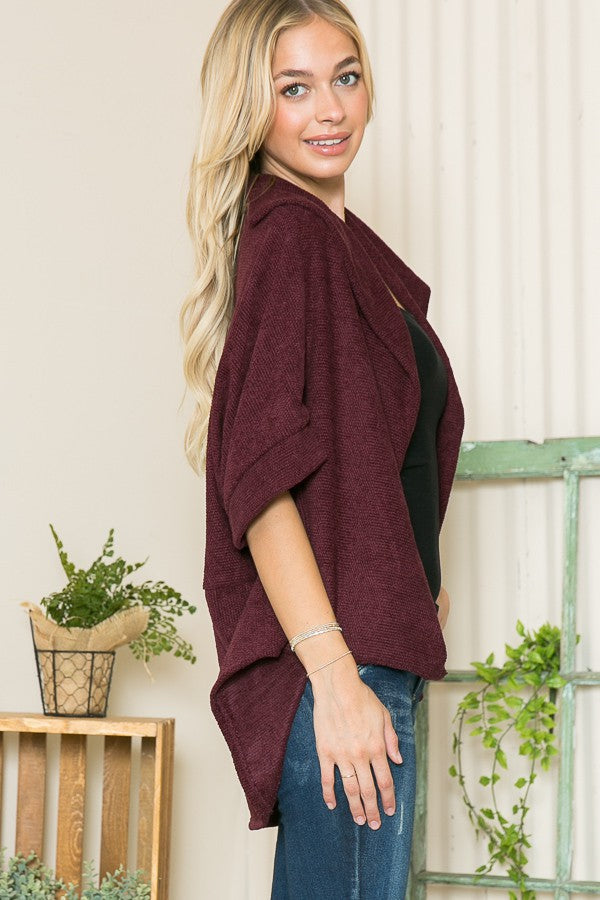 Textured Shawl Collared Cardigan