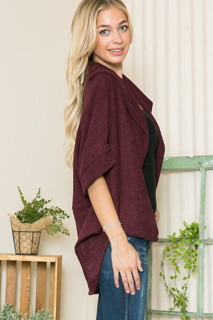 Textured Shawl Collared Cardigan