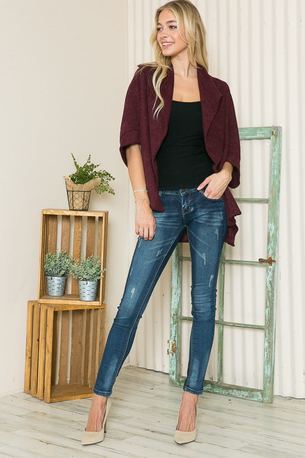 Textured Shawl Collared Cardigan