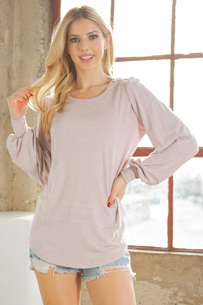 Lace Back Patch Bell Sleeve Jersey Top