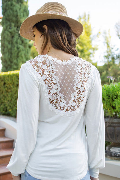 Lace Back Bell Sleeve Top