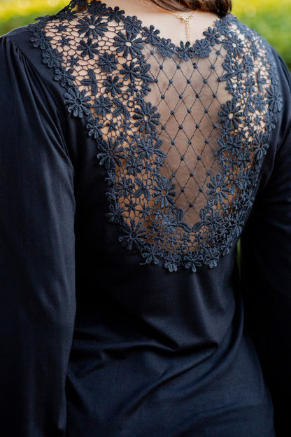 Lace Back Bell Sleeve Top