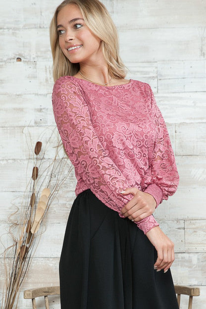 Lace Boat Neck Blouse