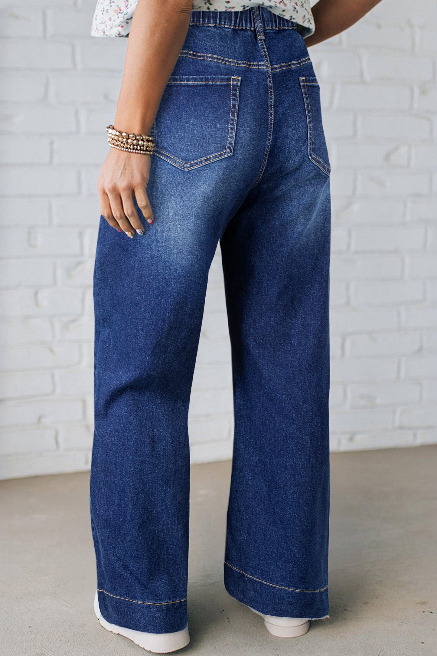 High Rise Lace Tie Whiskered Jeans