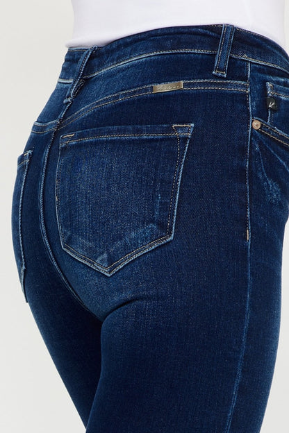 Frayed Ankle Skinny Jeans Dark Rinse