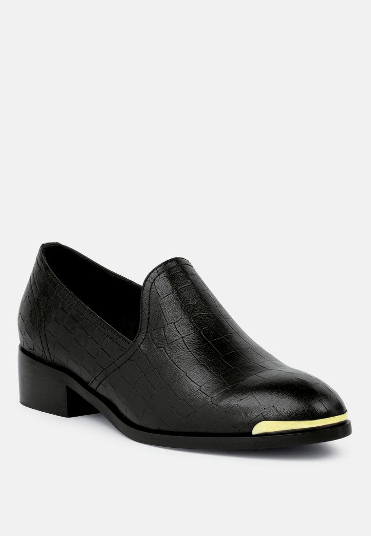 Metal Highlight Leather Loafers