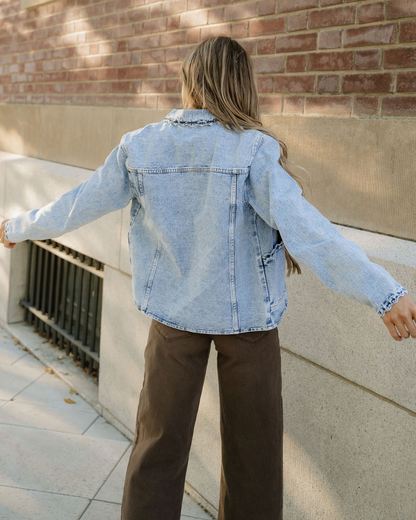 Scallop Trim Mineral Washed Denim Jacket