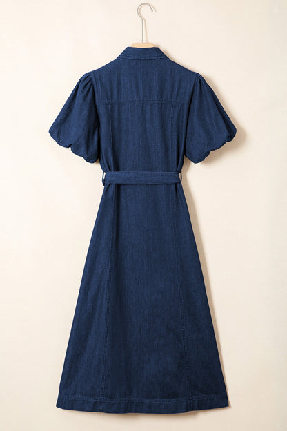 Bubble Short Sleeve Denim Dress