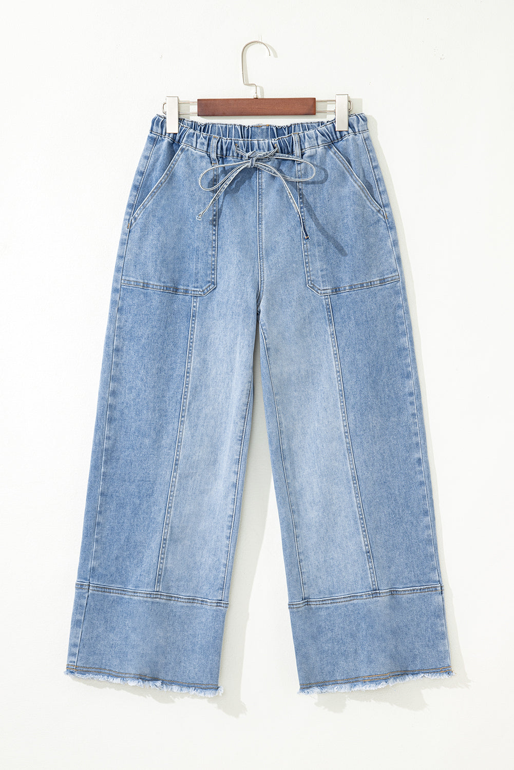 Fray Hem Wide Leg Denim Pants