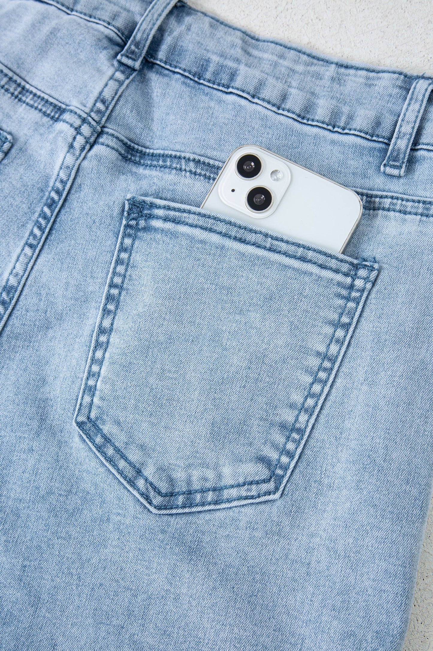 Bow Knot Side Straight Leg Jeans