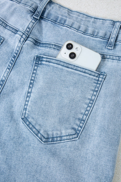 Bow Knot Side Straight Leg Jeans