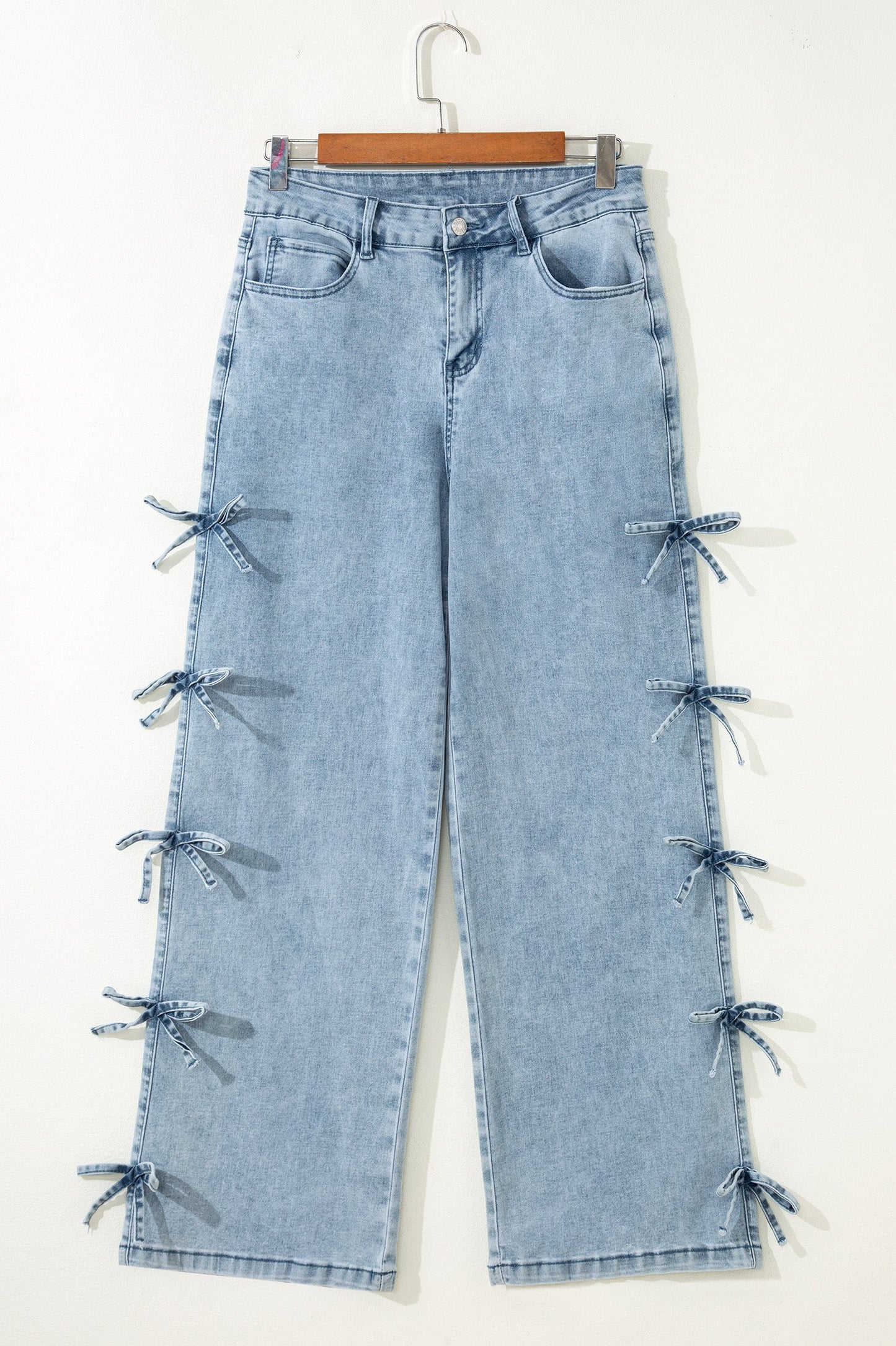 Bow Knot Side Straight Leg Jeans