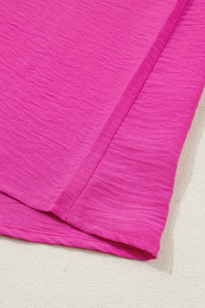 Color Block Wide Short Sleeve Blouse