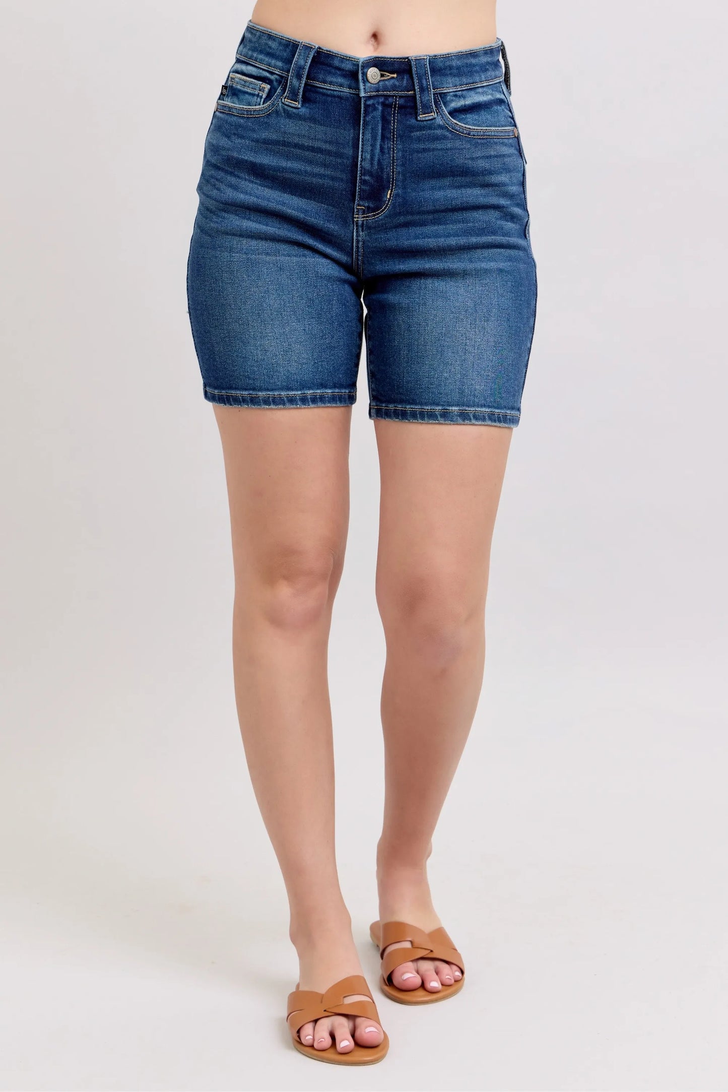 High Waist Back Flap Bermuda Shorts