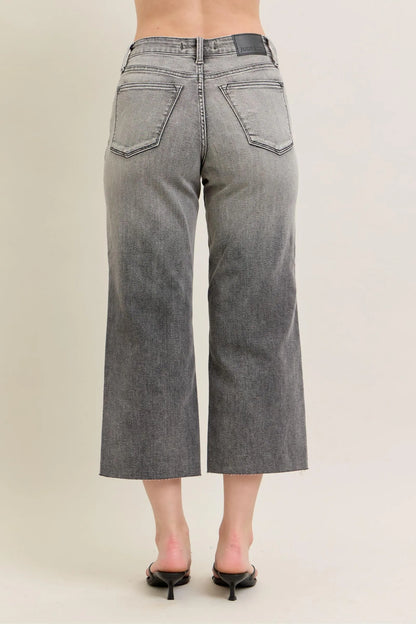 Wide Leg Capris Jeans Gray