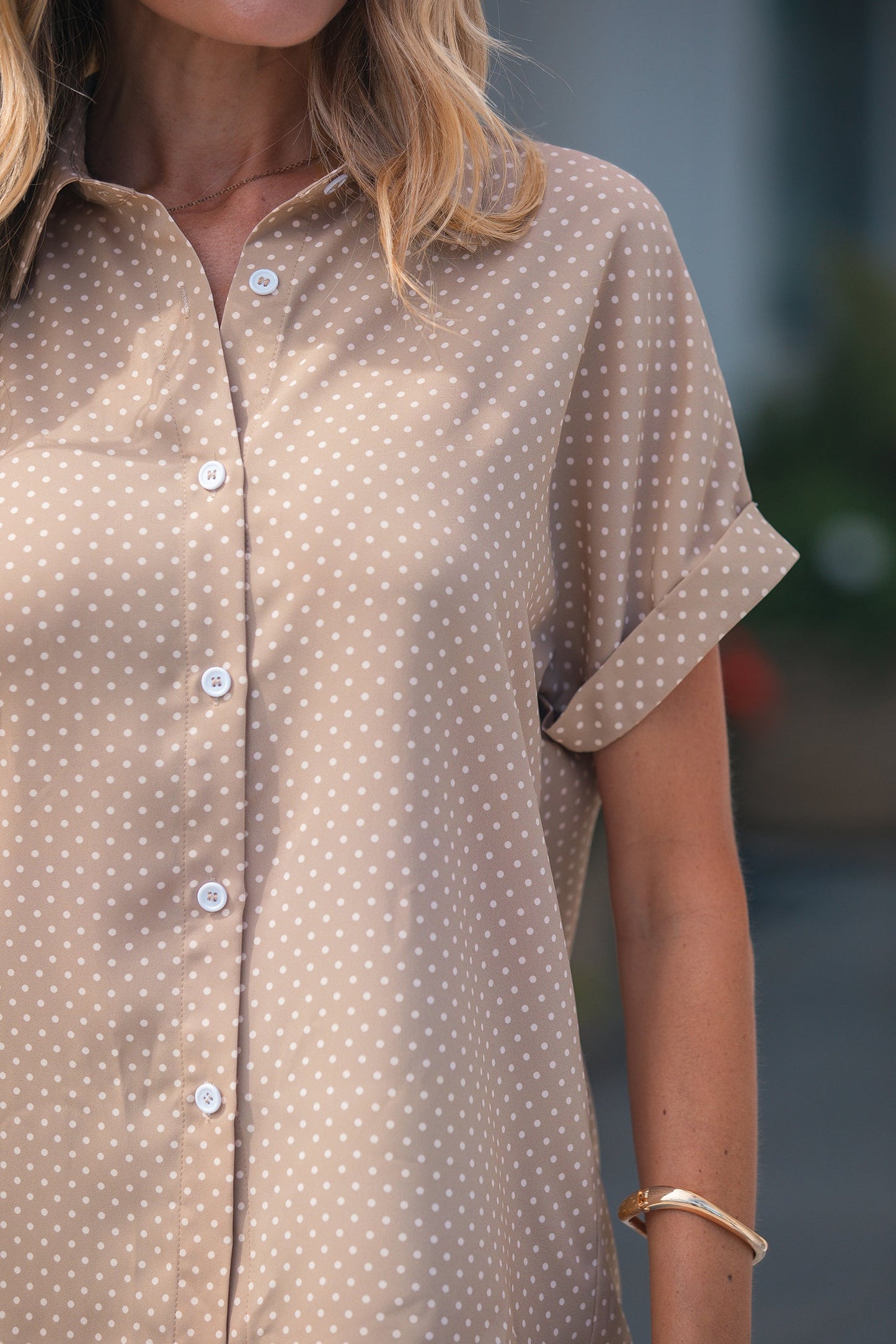 Cuffed Short Sleeve Button Shirt