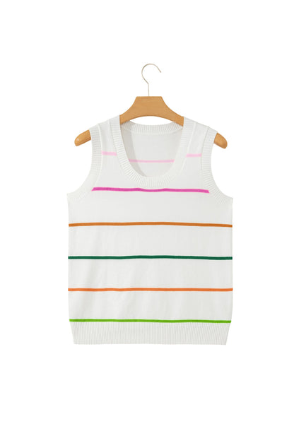 Stripe Knitted Sweater White