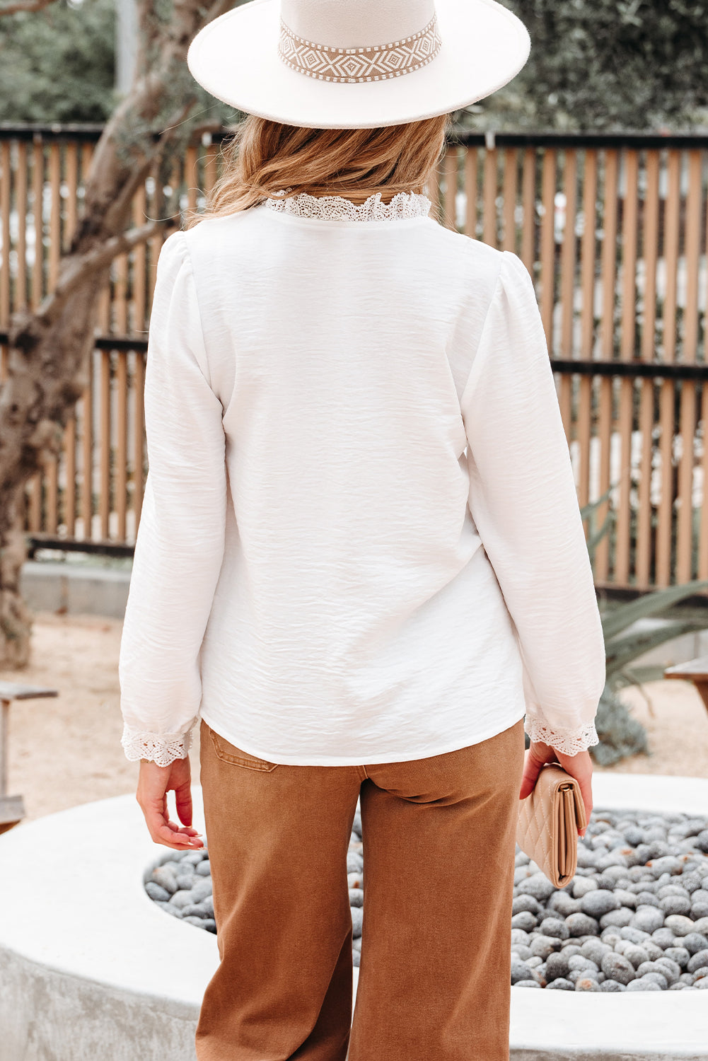 Lace Patchwork Button Up Shirt