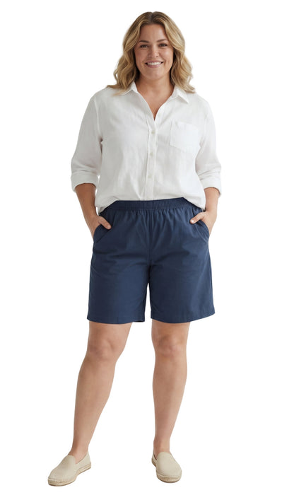 Pull-On Denim & Twill Shorts