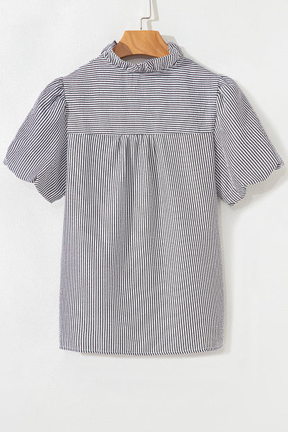 Short Bubble Sleeve Collar Shirt