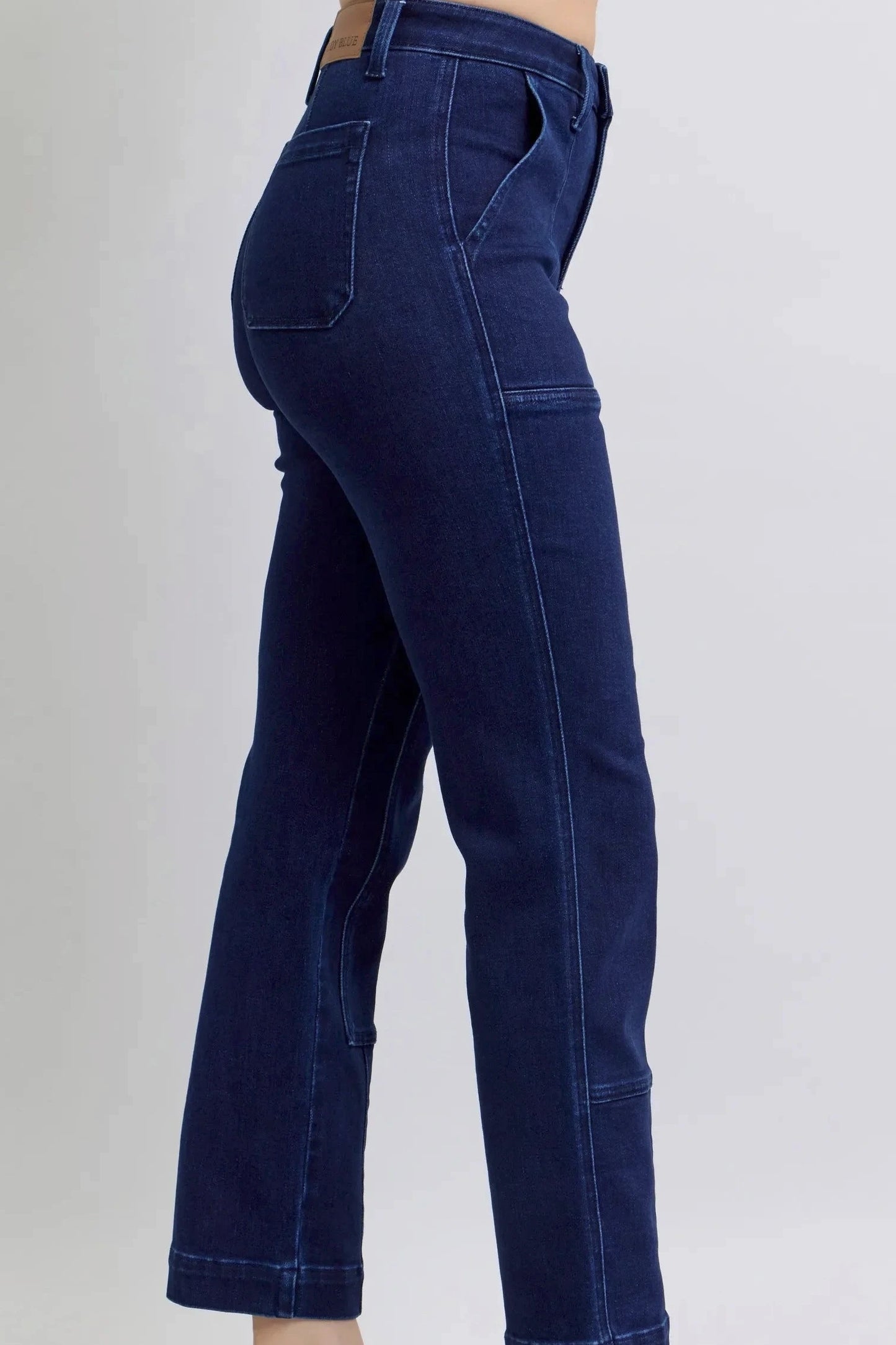Front Patchwork Straight Jeans