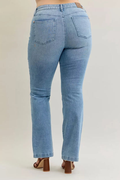Mid Rise Bootcut Patch Pocket Jeans