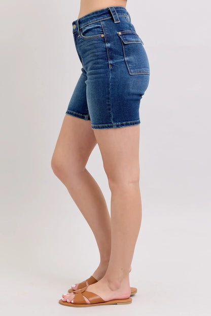 High Waist Back Flap Bermuda Shorts