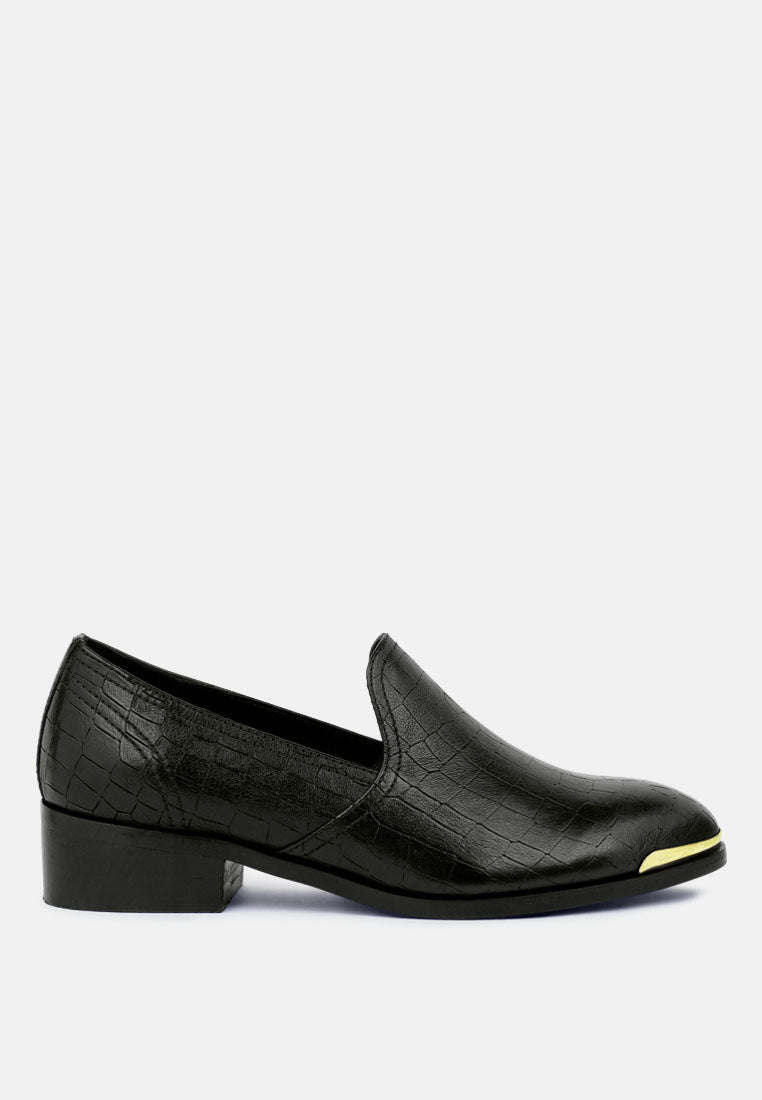 Metal Highlight Leather Loafers