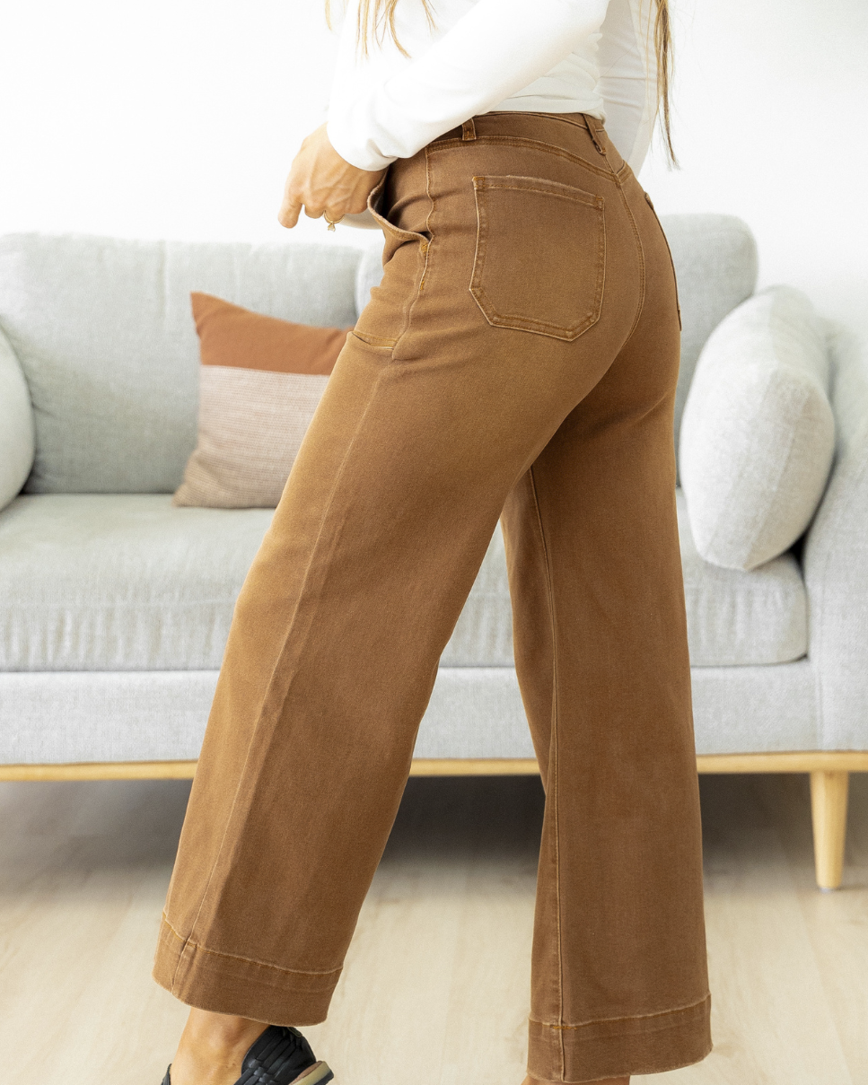 High Rise Wide Leg Jeans Chestnut Breen