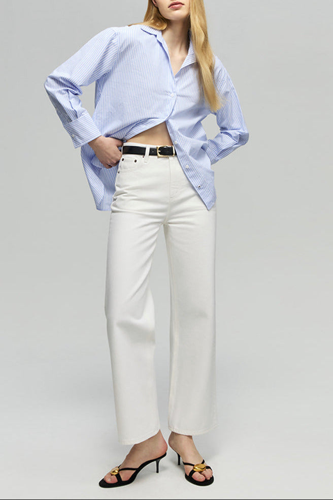 Crop Wide Jeans Soft White